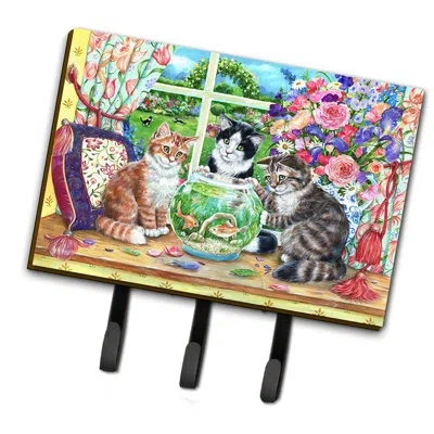 Caroline's Treasures Cats Just Looking In The Fish Bowl Wall Key Organizer With Key Hooks In Multicolor