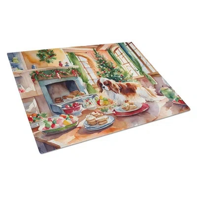 Caroline's Treasures Cavalier Spaniel Christmas Cookies Glass Cutting Board