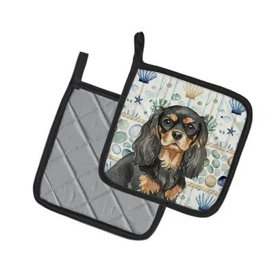 Caroline's Treasures Cavalier Spaniel Coastal Sea Glass Pair Of Pot Holders In Multicolor