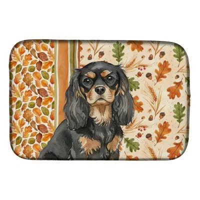 Caroline's Treasures Cavalier Spaniel Heirloom Fall Dish Drying Mat In Natural