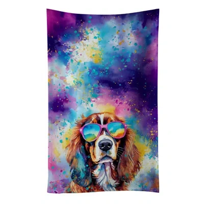 Caroline's Treasures Cavalier Spaniel Hippie Dawg Kitchen Towel In Multicolor
