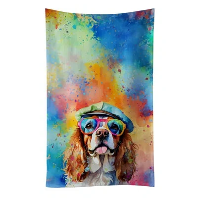 Caroline's Treasures Cavalier Spaniel Hippie Dawg Kitchen Towel In Multicolor