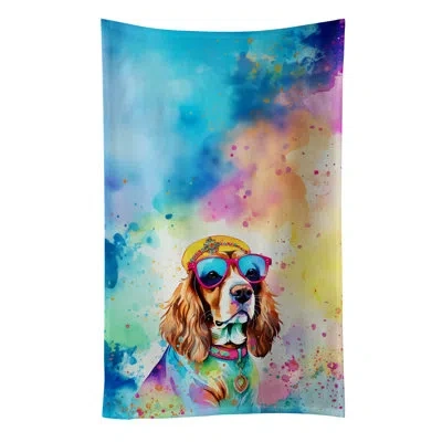 Caroline's Treasures Cavalier Spaniel Hippie Dawg Kitchen Towel In Multicolor