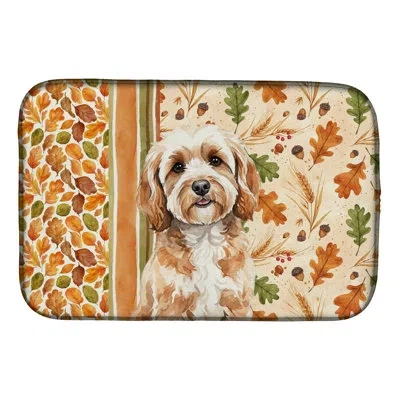 Caroline's Treasures Cavapoo Heirloom Fall Dish Drying Mat In Natural