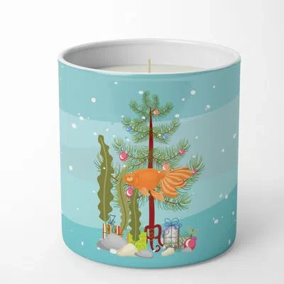 Caroline's Treasures Celestial Eye Goldfish Merry Christmas 10 oz Decorative Soy Candle In Blue;green