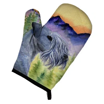 Caroline's Treasures Cesky Terrier Oven Mitt In Green;purple