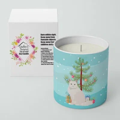 Caroline's Treasures Chantilly Tiffany Cat Merry Christmas 10 oz Decorative Soy Candle In Blue;green