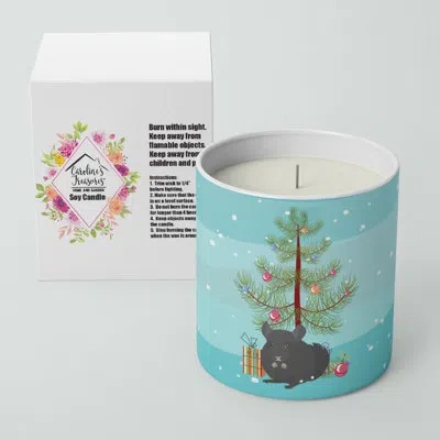 Caroline's Treasures Charcoal Chinchilla Merry Christmas 10 oz Decorative Soy Candle In Blue;green