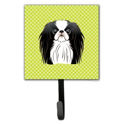 Caroline's Treasures Checkerboard Japanese Chin Leash Holder And Wall Hook In Green,white,black