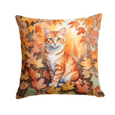 Caroline's Treasures Cheetoh Cat In Fall Leaves Throw Pillow In Multicolor