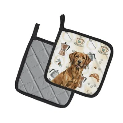 Caroline's Treasures Chesapeake Bay Retriever Coffee Bar Pair Of Pot Holders In Multicolor
