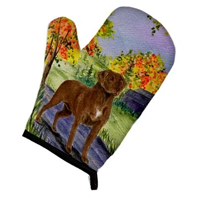 Caroline's Treasures Chesapeake Bay Retriever Oven Mitt In Brown;green;purple