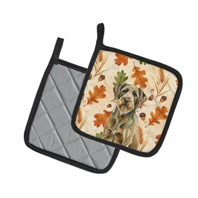 Caroline's Treasures Chestnut Wirehaired Pointing Griffon Heirloom Fall Pair Of Pot Holders In Multicolor