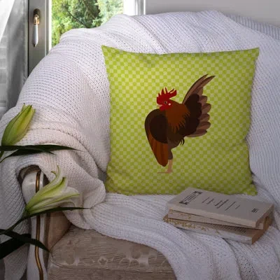 Caroline's Treasures Chicken Check Canvas Outdoor Throw Pillow In Green