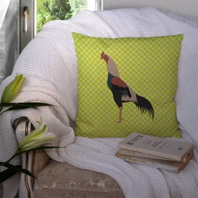 Caroline's Treasures Chicken Check Square Canvas Outdoor Throw Pillow In Green