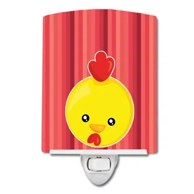 Caroline's Treasures Chicken Face Ceramic Night Light In Red