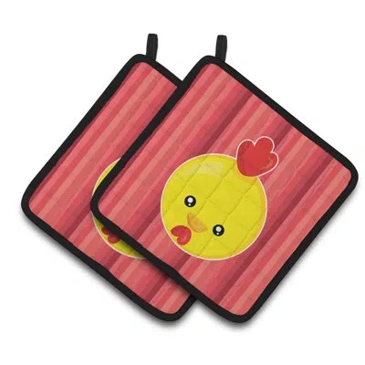 Caroline's Treasures Chicken Face Potholder In Red