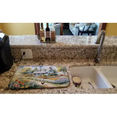 Caroline's Treasures Chicken Farmhouse Garden Dish Drying Mat In Natural