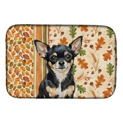 Caroline's Treasures Chihuahua Heirloom Fall Dish Drying Mat In Natural