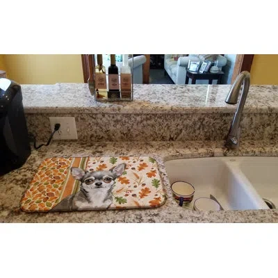 Caroline's Treasures Chihuahua Heirloom Fall Dish Drying Mat In Natural