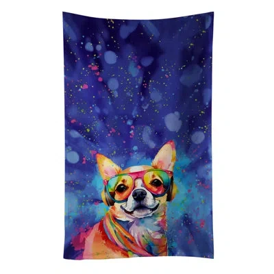 Caroline's Treasures Chihuahua Hippie Dawg Kitchen Towel In Multicolor
