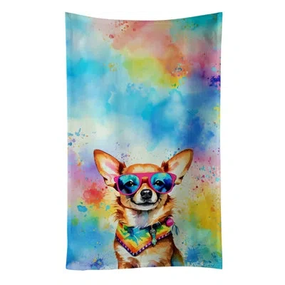 Caroline's Treasures Chihuahua Hippie Dawg Kitchen Towel In Multicolor