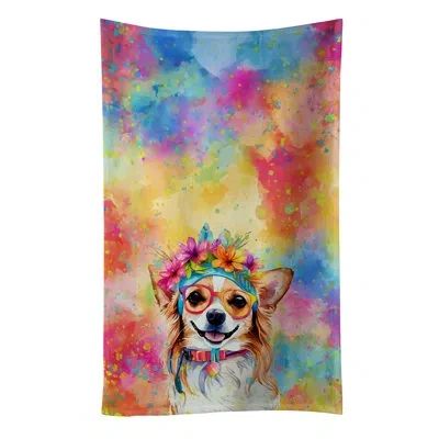 Caroline's Treasures Chihuahua Hippie Dawg Kitchen Towel In Multicolor