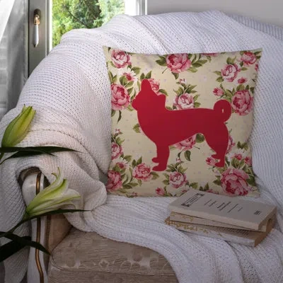 Caroline's Treasures Chihuahua Shabby Elegance Pink Roses Floral 14" Throw Pillow In Light Yellow