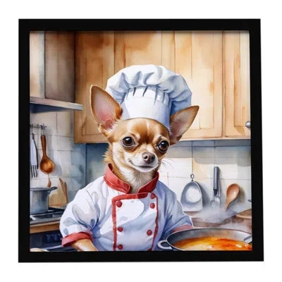 Caroline's Treasures Chihuahua The Chef Framed Metal Print In Multi