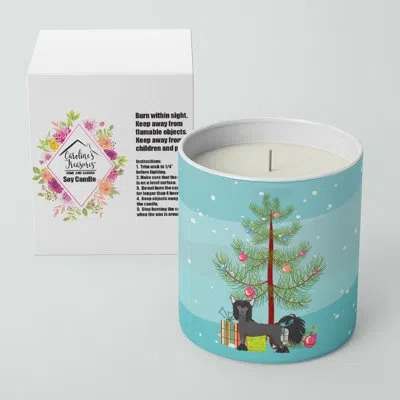 Caroline's Treasures Chinese Crested Christmas Tree 10 oz Decorative Soy Candle In Brown;blue;green