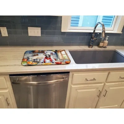 Caroline's Treasures Chinese Crested The Chef Dish Drying Mat In Natural