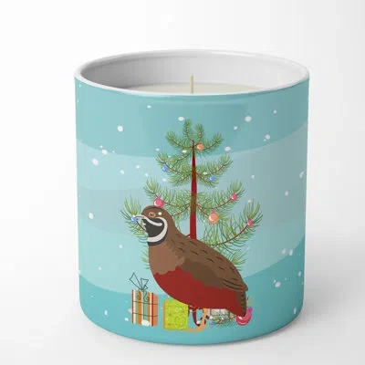 Caroline's Treasures Chinese Painted Or King Quail Christmas 10 oz Decorative Soy Candle In Blue;green