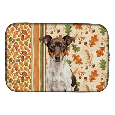 Caroline's Treasures Chocolate And White Rat Terrier Heirloom Fall Dish Drying Mat In Natural