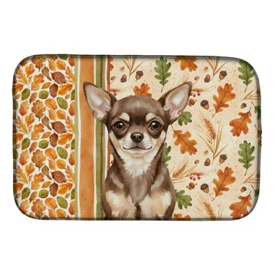 Caroline's Treasures Chocolate Chihuahua Heirloom Fall Dish Drying Mat In Natural
