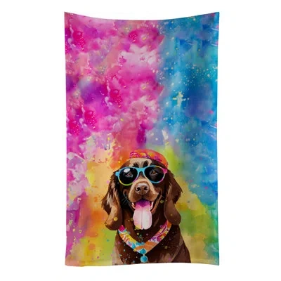 Caroline's Treasures Chocolate Labrador Hippie Dawg Kitchen Towel In Multicolor