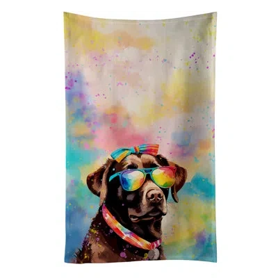 Caroline's Treasures Chocolate Labrador Hippie Dawg Kitchen Towel In Multicolor
