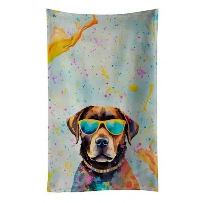 Caroline's Treasures Chocolate Labrador Hippie Dawg Kitchen Towel In Multicolor