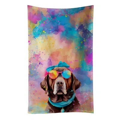 Caroline's Treasures Chocolate Labrador Hippie Dawg Kitchen Towel In Multicolor