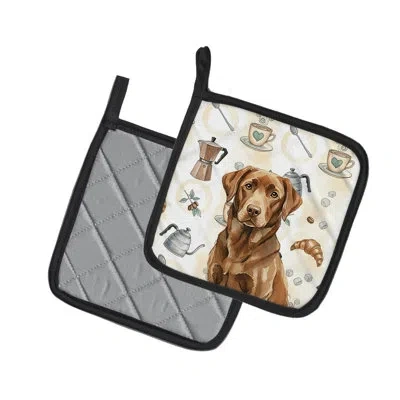 Caroline's Treasures Chocolate Labrador Retriever Coffee Bar Pair Of Pot Holders In Multicolor