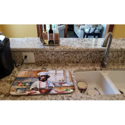 Caroline's Treasures Chocolate Labrador Retriever The Chef Dish Drying Mat In Natural
