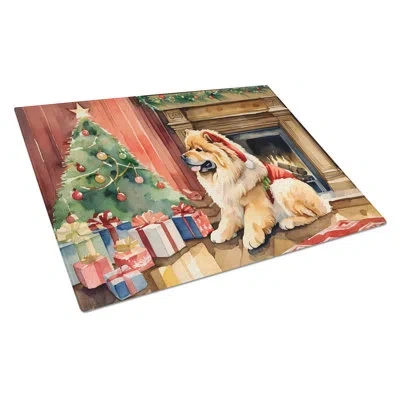 Caroline's Treasures Chow Chow Cozy Christmas Glass Cutting Board Large