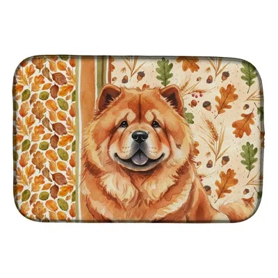 Caroline's Treasures Chow Chow Heirloom Fall Dish Drying Mat In Natural