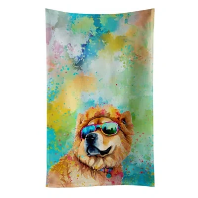 Caroline's Treasures Chow Chow Hippie Dawg Kitchen Towel In Multicolor