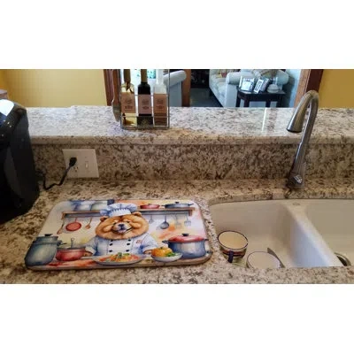 Caroline's Treasures Chow Chow The Chef Dish Drying Mat In Natural