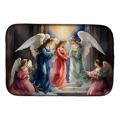 Caroline's Treasures Christmas Angels Dish Drying Mat In Natural