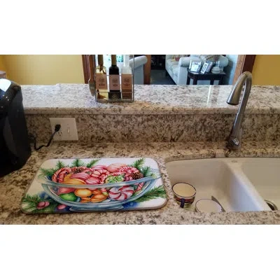 Caroline's Treasures Christmas Candy Canes Dish Drying Mat In Natural