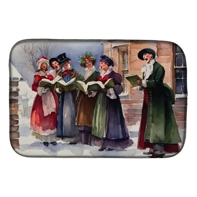 Caroline's Treasures Christmas Carolers Dish Drying Mat In Natural