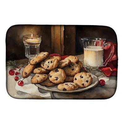 Caroline's Treasures Christmas Cookies For Santa Dish Drying Mat In Natural