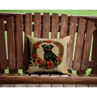 Caroline's Treasures Christmas Flowers Frame Other/no Pattern Throw Pillow