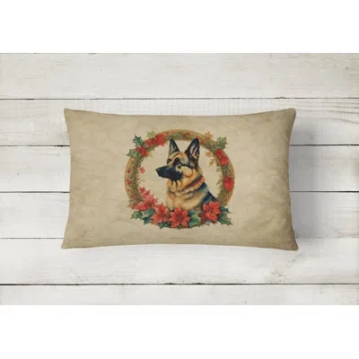Caroline's Treasures Christmas Flowers Frame Throw Pillow